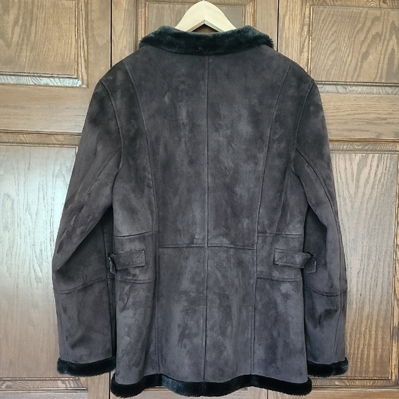 Gallery Brown Faux Fur Lined Coat Button Closure Women's Size XL - Picture 6 of 10